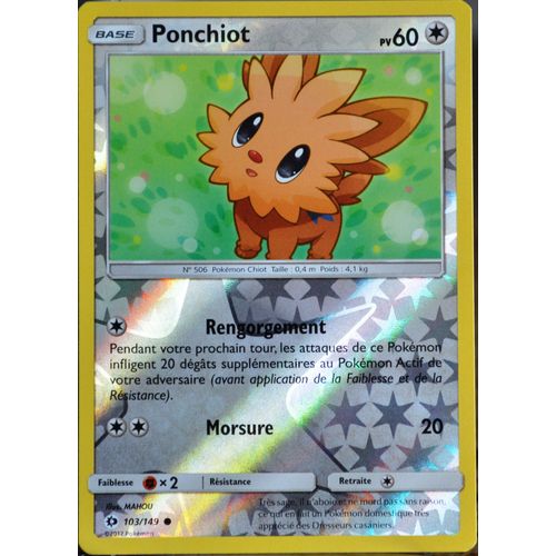 Carte Pokémon 103/149 Ponchiot 60 Pv - Reverse Sm1 - Soleil Et Lune Neuf Fr