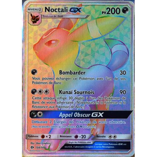 Carte Pokémon 154/149 Noctali Gx - Full Art Secrete Sm1 - Soleil Et Lune Neuf Fr