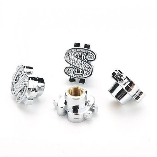 Bouchon Valve De Roue (X4) Dollar Chromé Auto Moto Kustom
