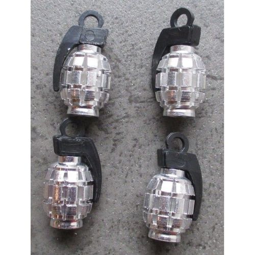 Bouchon Valve De Roue (X4) Grenade Chrome Auto Moto Velo