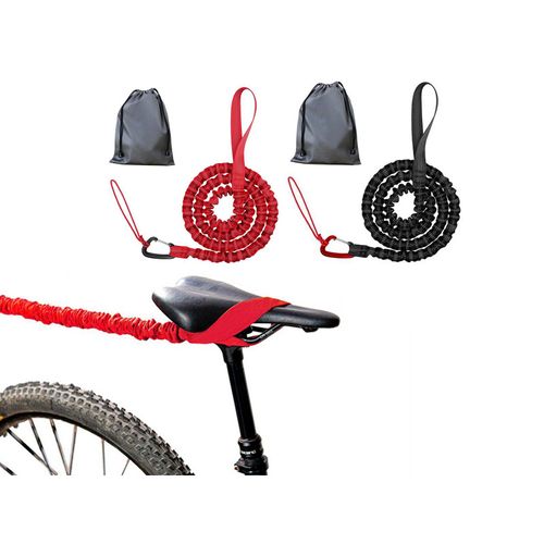 Corde De Remorquage De Vélo Parent-Enfant, Rouge Et Noir, Ceinture Élastique Pour Cyclisme Vtt En Montée, 2 Pièces