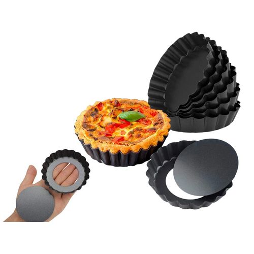 Mini Moule À Tarte Antiadhésif De 10cm, 6 Pièces, Moule À Quiche, À Gâteau Avec Fond Amovible