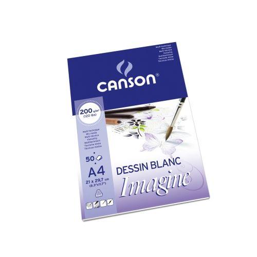 Bloc De 50 Feuilles Imagine Canson A4 200gr - Blanc