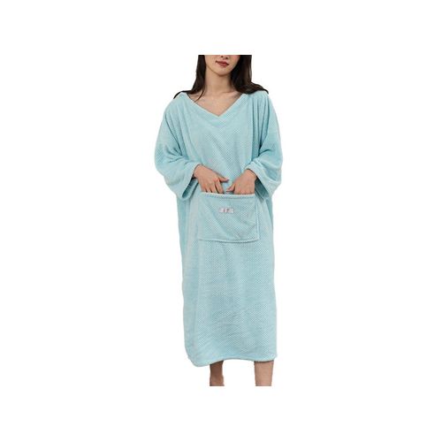 Serviette De Bain Portable Avec Capuche, Serviette De Plage Surdimensionnée, Poncho De Bain Bleu
