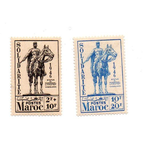 Maroc- 2 Timbres Neufs- Statue Du Maréchal Lyautey- N°241 Et N°243 