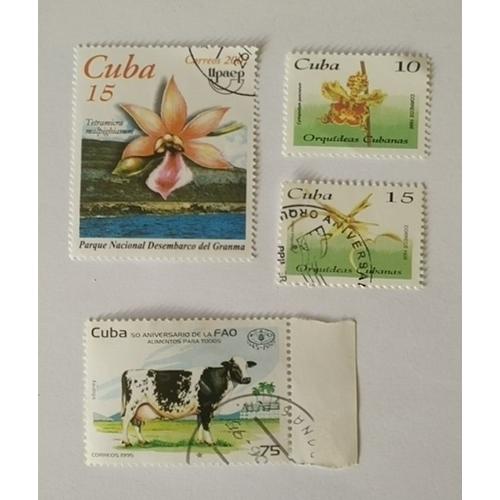 Lot 3 De 4 Timbres Cuba