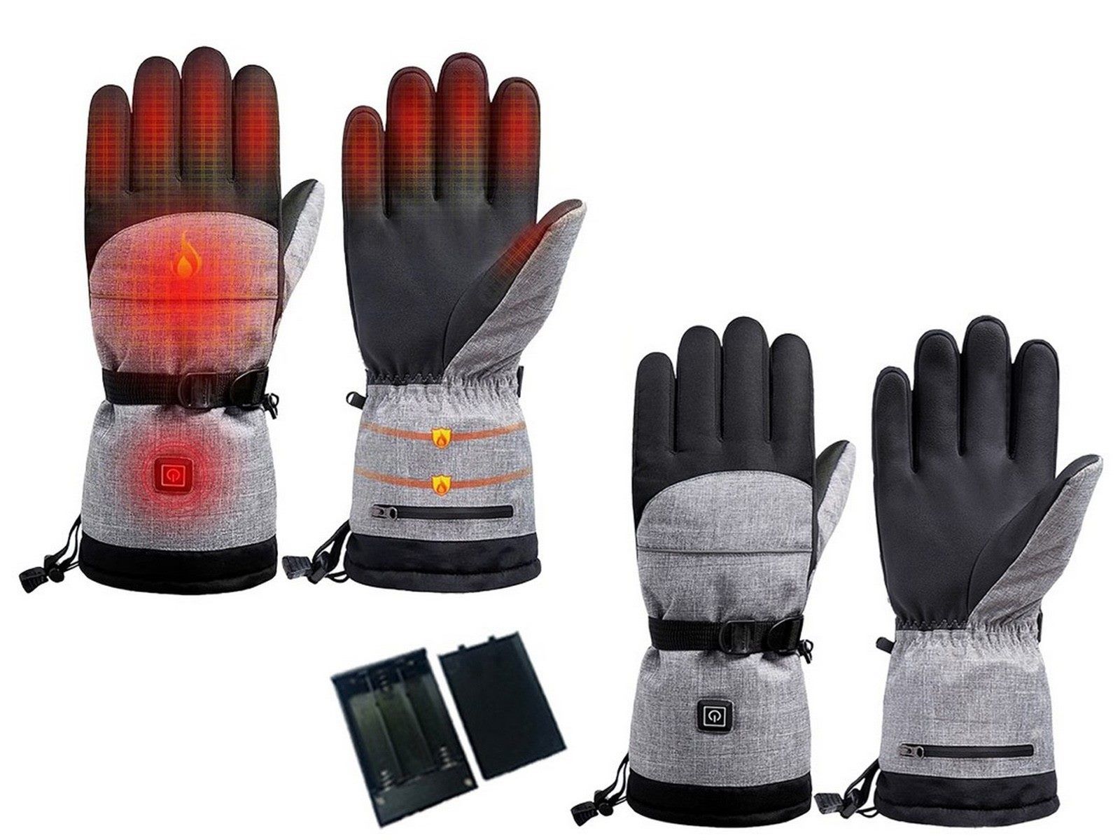 Gants D'hiver Chauffants Pour Adultes, 2 Paires, À Piles, Pour Ski Et Cyclisme