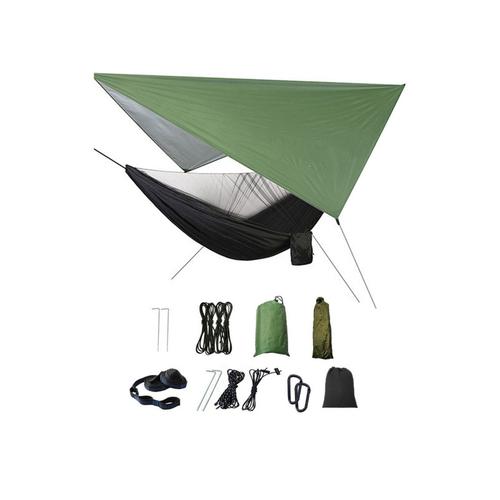 Hamac de Camping avec moustiquaire, bâche anti-pluie, hamac simple Portable noir