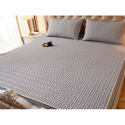 Matelas Rafraîchissant En Latex Pour L'été, 150x200cm, Tapis De Lit Frais Avec Taies D'oreiller, Gris