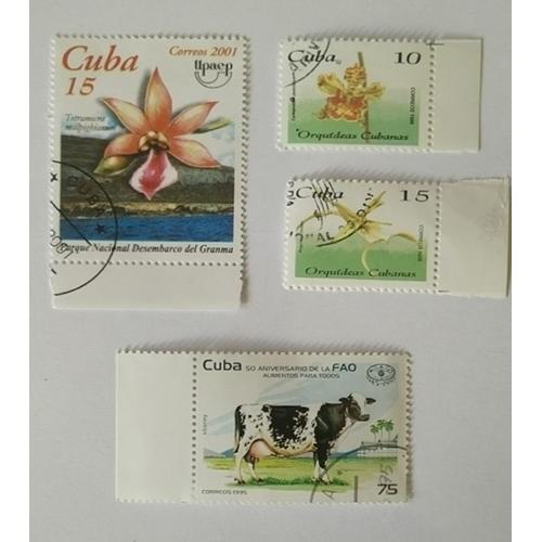 Lot 4 De 4 Timbres Cuba