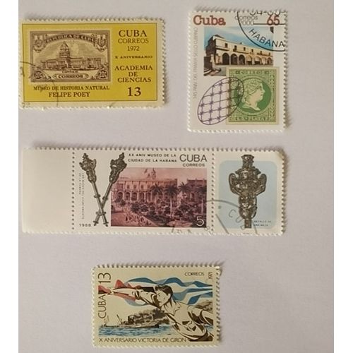 Lot 9 De 4 Timbres Cuba