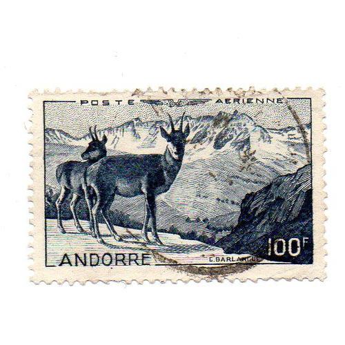 Andorre- 1 Timbre Oblitéré Poste Aérienne Paysage- N°A1