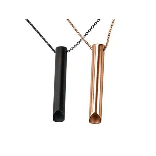 Collier De Respiration Consciente, Outil De Soulagement Du Stress Et De L'anxiété, 2 Pièces, Or Rose + Noir