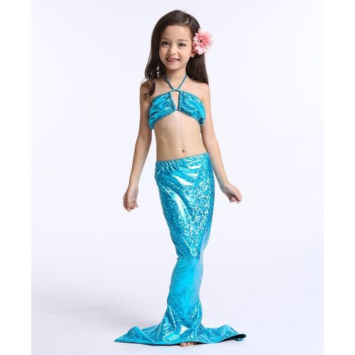 Maillot De Bain Queue De Sirène Enfant 2 A 10 Ans Plage Mer Vacances Mignon Original Déguisement Costume Soirée Détente - Inclut Haut, Queue Et Short - 4 Coloris Disponibles