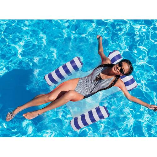 Lit flottant gonflable portatif de piscine de hamac de flotteur de piscine bleu foncé