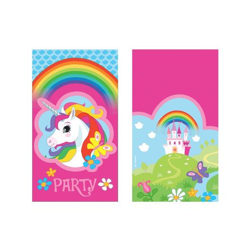8 Invitations Et Enveloppes Licorne Taille Unique