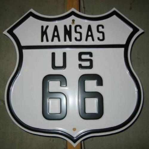 Plaque Route 66 Blason Kansas Tole Publicitaire Usa Bar Loft