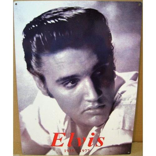 Plaque Elvis Presley 1935 1977 En Rouge Rock Roll Usa King