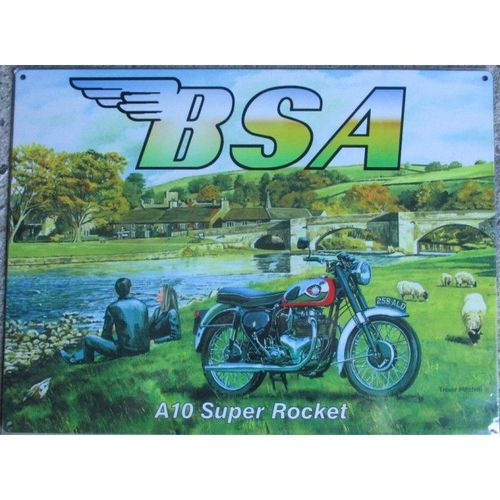 Plaque Moto Bsa Tole Deco Garage Style Ancien Pub Metal