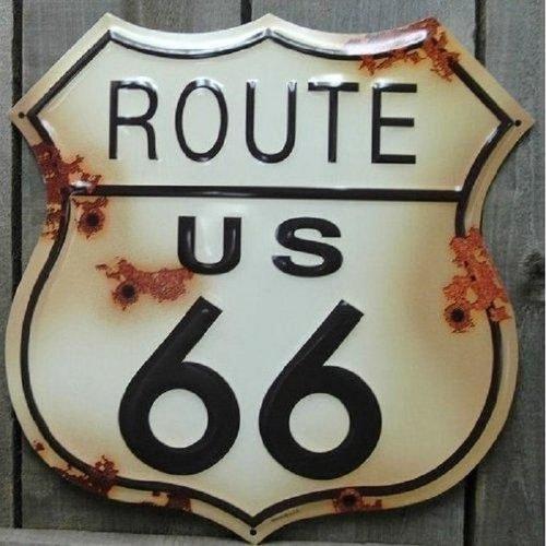 Plaque Route 66 Blason Vieillit Tole Publicitaire Usa Diner