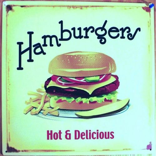 Plaque Hamburger Hot & Delicious Affiche Deco Snack Bar