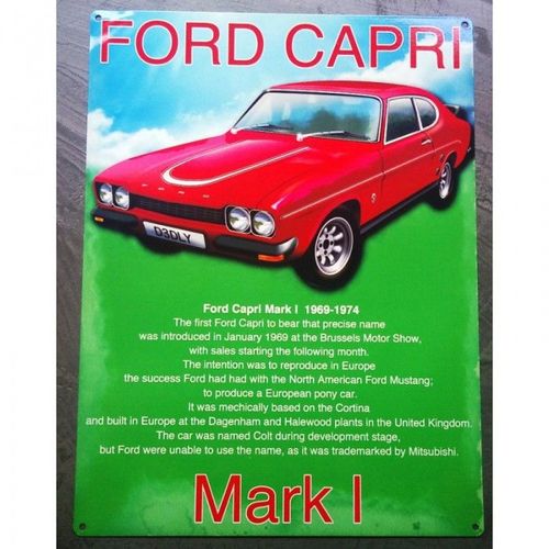 Plaque Ford Capri Rouge Tole Deco Voiture Ancienne Pub Tole