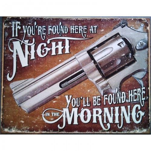 Plaque Flingue Pistolet Deco Tole Affiche Metal Western Usa