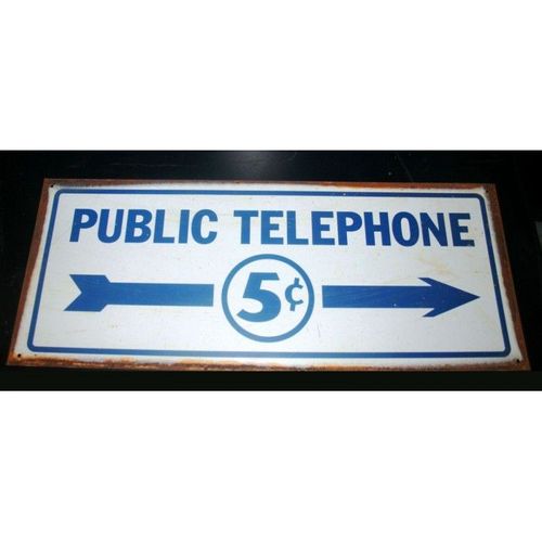 Plaque Public Téléphone 5 Cents Aspect Vielle Rouille Tole