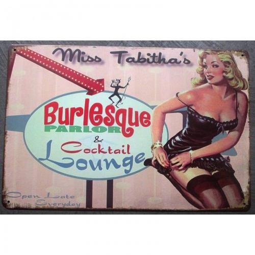 Plaque Pin Up Burlesque Cocktail Lounge Affiche Tole Deco