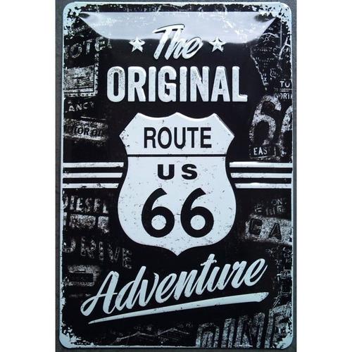 Plaque Route 66 Original Adventure Tole Publicitaire Diner