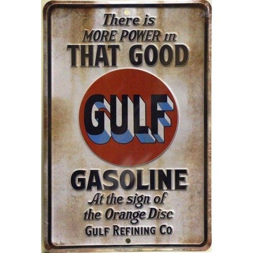Plaque Gulf Goog Gulf Beige 30cm Deco Tole Metal Affiche