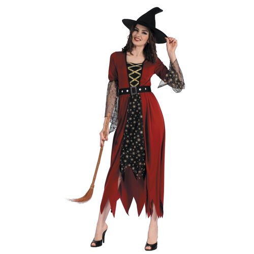 Déguisement Sorcière Rouge Et Or Femme - Taille: L