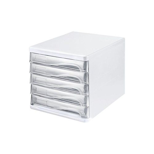 Helit Bloc De Rangement, 5 Tiroirs, Gris Clair / Transparent En Poly...