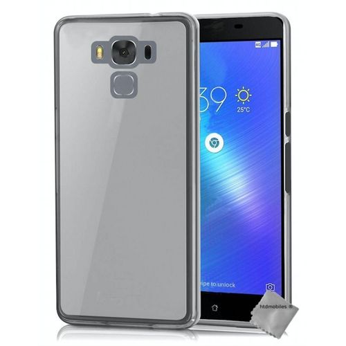 Housse Etui Coque Silicone Gel Fine Pour Asus Zenfone 3 Max Plus Zc553kl + Verre Trempe - Blanc Transparent