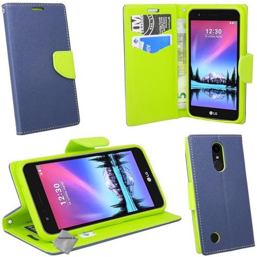 Housse Etui Coque Pochette Portefeuille Pour Lg K10 (2017) + Film Ecran - Bleu / Vert