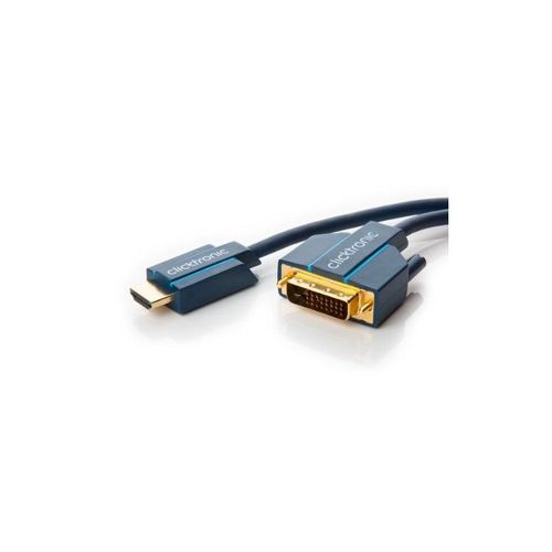 DVI / HDMI câble de raccordement [1x DVI-prise mâle 24+1pol. - 1x HDMI-Stecker] 2 m bleue clicktronic