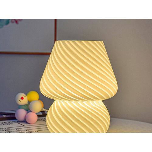 Lampe Champignon En Verre, Lampe De Chevet, De Bureau, Veilleuse À Intensité Variable, Décoration D'intérieur, Blanche