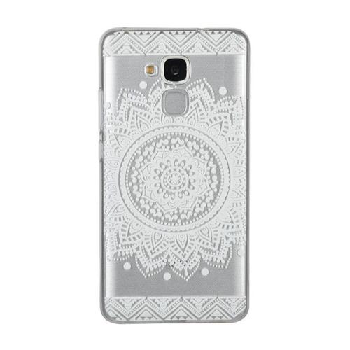 Hq-Cloud® Coque Étui Transparent En Tpu Silicone Pour Huawei P8 Lite Version 2015 ( Non Compatible Avec Huawei P8 Lite Version 2017 )  En  Blanc  Transparent Motif Mandala Design Soleil Indien