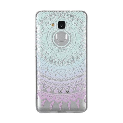 Hq-Cloud® Coque Étui Transparent En Tpu Silicone Pour Huawei P8 Lite Version 2015 ( Non Compatible Avec Huawei P8 Lite Version 2017 )  En  Bleu  Violet  Motif Mandala Design Soleil Indien