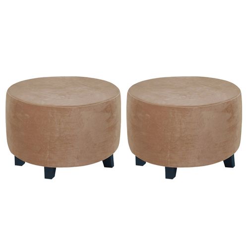 2x Housse De Pouf Ronde Housse De Tabouret Housse De Repose-Pieds Camel