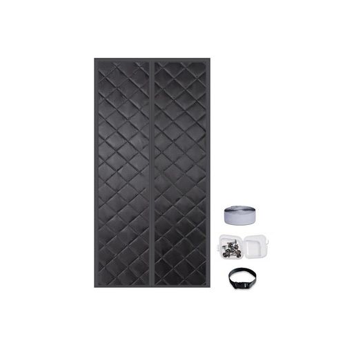 Rideau De Porte À Isolation Thermique Magnétique, Couverture De Porte Magnétique Épaisse, Noir, 85x210cm