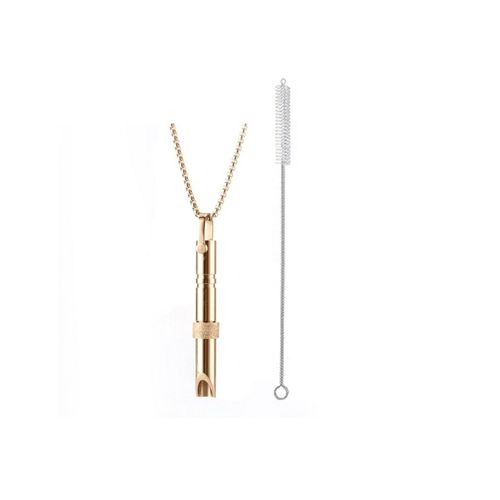 Collier De Respiration Consciente, Soulagement De L'anxiété Avec Brosse De Nettoyage, 1 Pièce, Or Rose