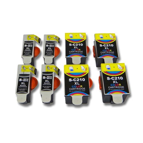 vhbw 8x Cartouches pour imprimante en lot avec puce pour Samsung CJX-1000, CJX-1050, CJX-1050W comme INK-C210, INK-M210, INK-M215.