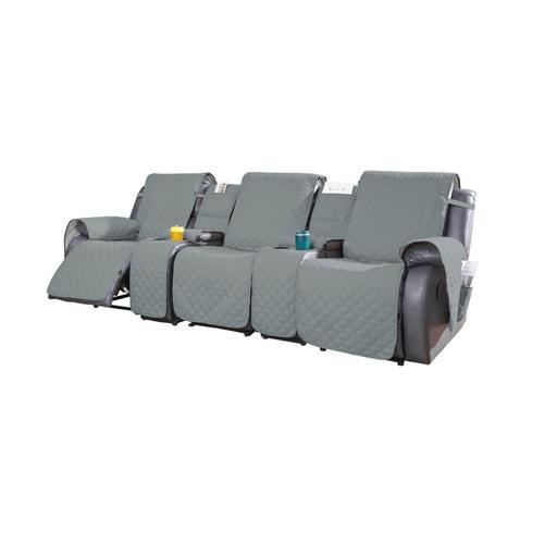 Housse De Fauteuil Inclinable Fendue Antidérapante Pour Fauteuil Inclinable 3 Places Avec Housse De Console - Gris