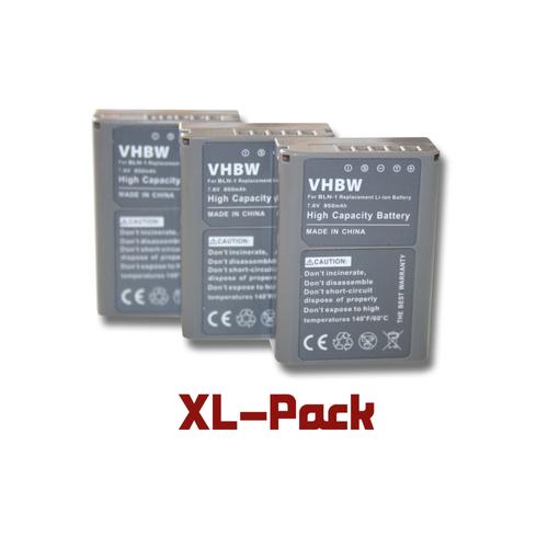 3 x vhbw Li-Ion batterie Set 850mAh (7.6V) pour caméra Olympus OM-D E-M5 Mark II comme PS-BLN1.