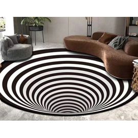 Tapis Rond D'illusion D'optique Vortex 3d De 120cm, Tapis Visuel Avec Trou Sans Fond, Style 2