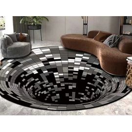 Tapis Rond D'illusion D'optique Vortex 3d De 120cm, Tapis Visuel Avec Trou Sans Fond, Style 1