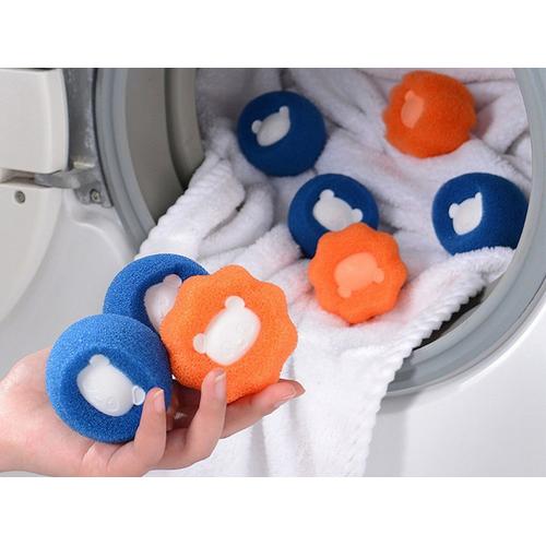 Éponge réutilisable pour lave-linge et sèche-linge, boules pour enlever les poils d'animaux, 6 pièces