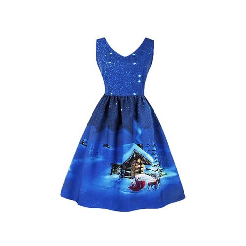 Robe De Noël Sans Manches Pour Femmes Robe Midi De Noël Fr 16