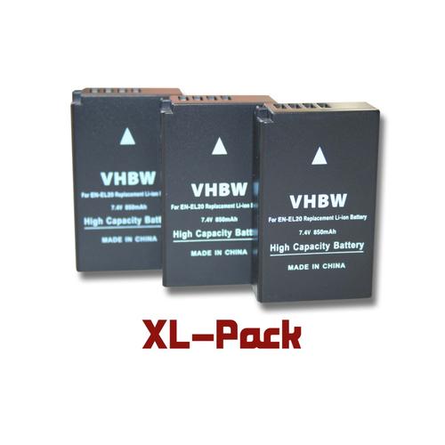 3 x vhbw batterie Set 850mAh (7.4V) pour caméra Nikon DL24-500 f/2.8-5.6 comme EN-EL20, EN-EL20a.